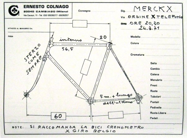 Colnago maatopname tijdritfiets Eddy Merckx